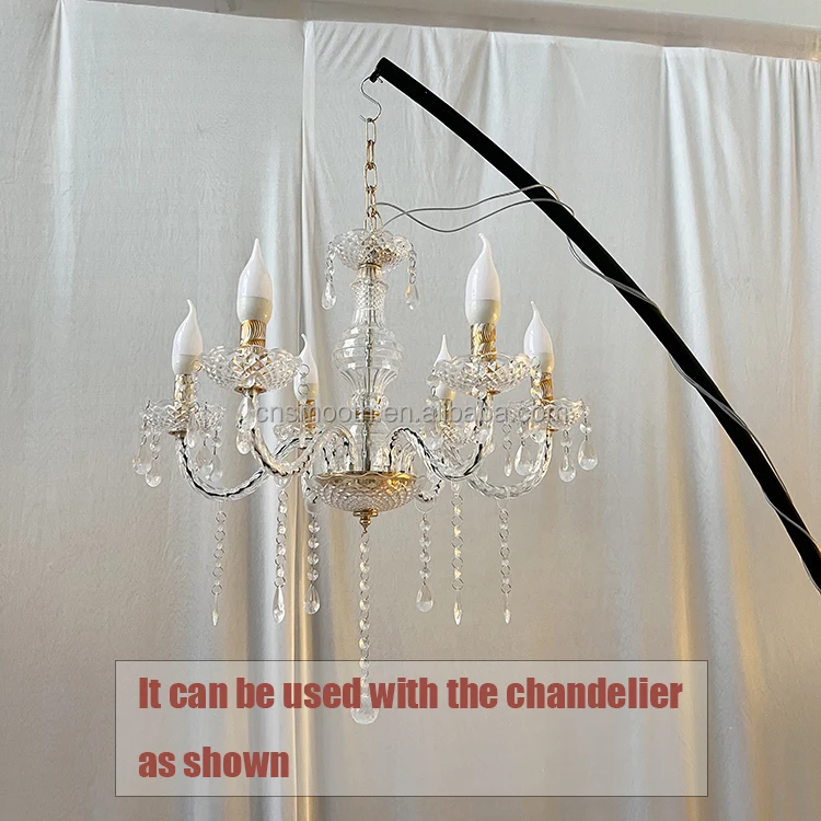 Wedding Hanging Light Chandelier Stand Frame Decoration Black Metal Crafts Backdrop Chandelier Stand With Light Half Moon