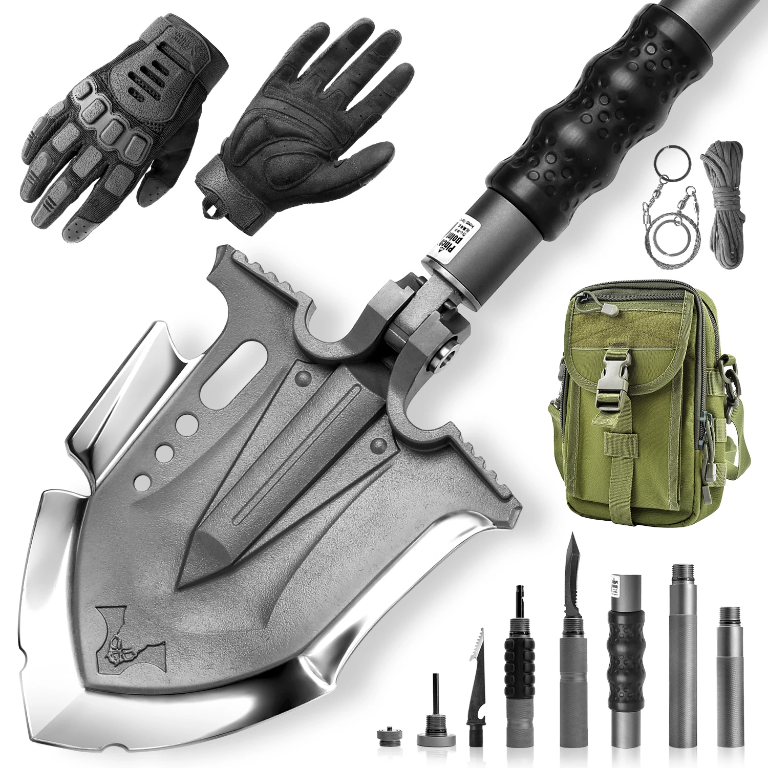 Складная лопата Zune Lotoo многофункциональная кастинговая из нержавеющей стали для туризма и