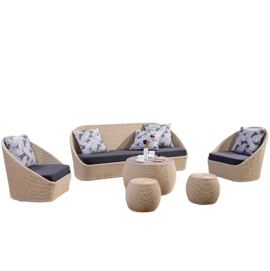 Patio terrace aluminium frame modern luxury style waterproof garden rattan outdoor garden sofas set