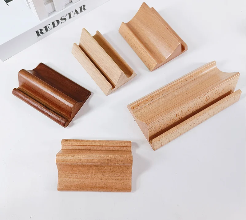 Customized kinds of size shape wood holder&base&stand&support for promotional card notes ,postcard,name card,billboard
