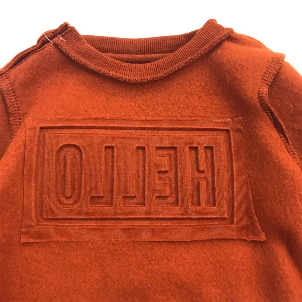 
Stock Newborn baby Winter Orange Long Sleeve Cartoon Children Top Kids Cotton Baby T Shirts Boys 