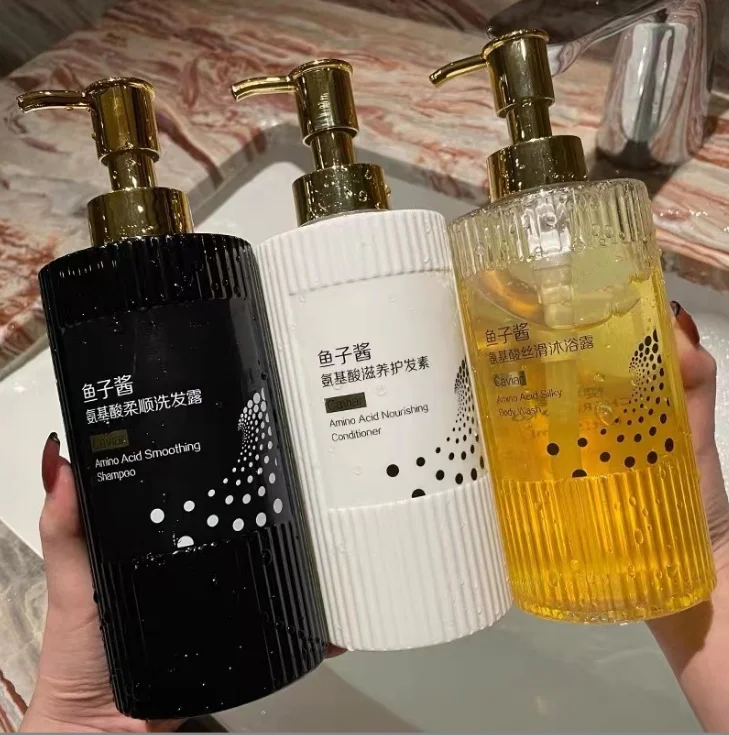 500ml luxury caviar amino acid shampoo bottle package hair conditioner bottle shower gel flask