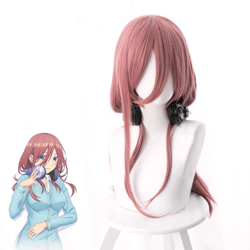 Ainizi synthetic Japanese anime The Quintessential Quintuplets series character of Nakano Miku cosplay wig with model show