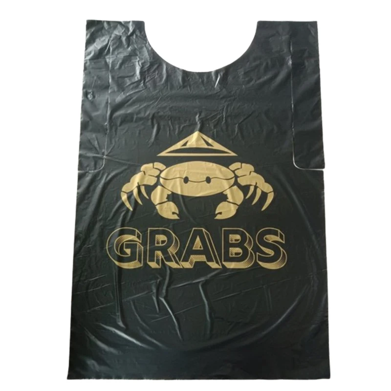 Customizable Logo Lobster Crab Food Apron Disposable Plastic Adult Bibs For Seafood Restaurant Protective Gear