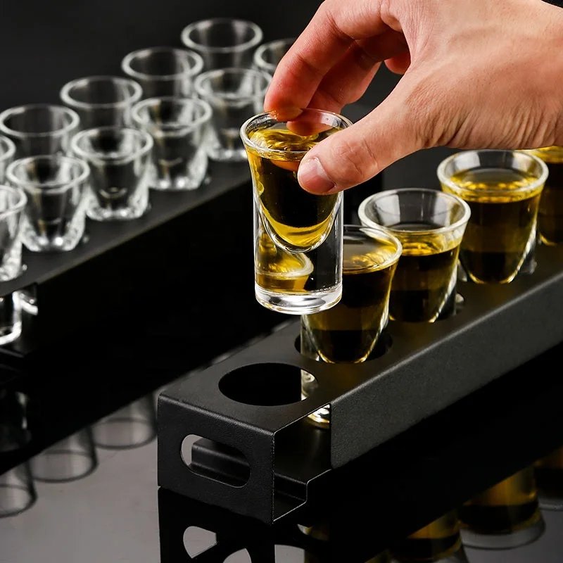 Bulk Custom Shot Glasses With Stainless Steel Shot Tray White Wine Cup Set Chinese Split Wine Pot Shot Glasses Custom Logo