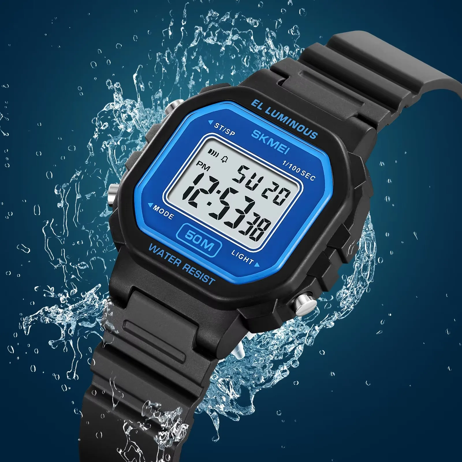 Skmei 2326 Unisex Electronic Watch 50m Water Resistant Sport Style Alarm Multifunction Digital 12/24 Hour Clock EL Light Watches