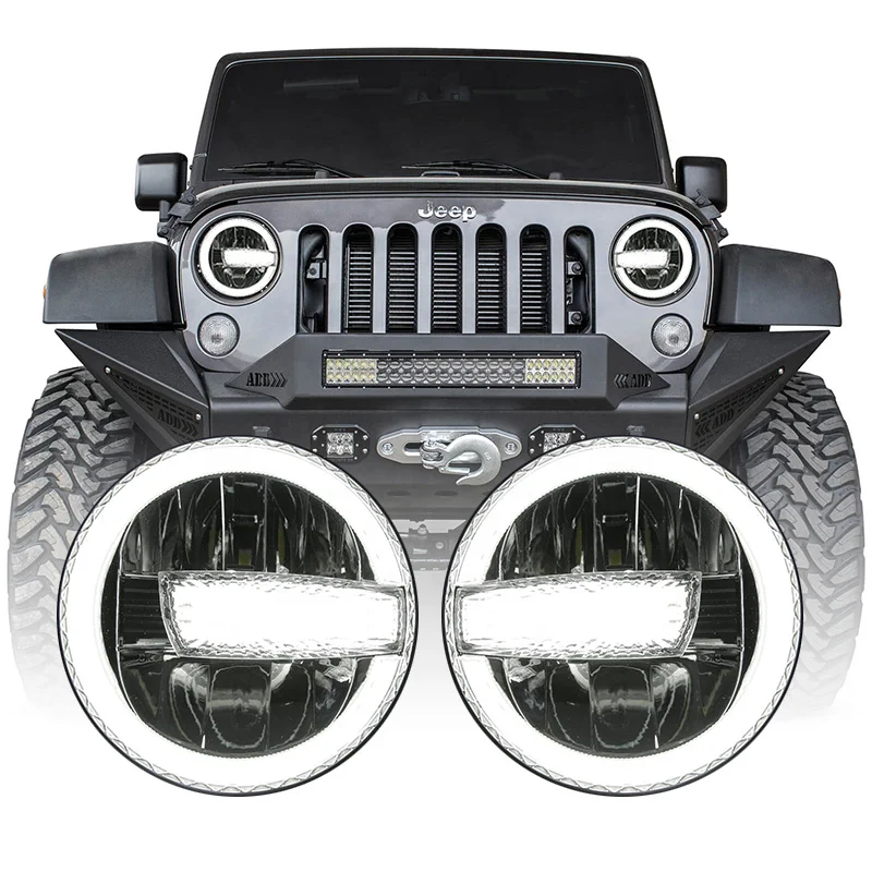 DOT E-mark certified 7 inch led headlight for jk car accessories with halo for jeep wrangler jk headlights