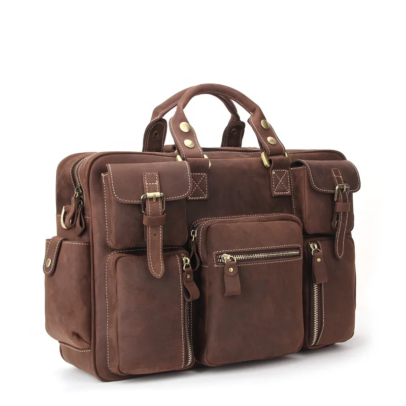 Oem Odm Wholesale High Quality Big Capacity Bag Multifunction Genuine Leather Briefcase For Men