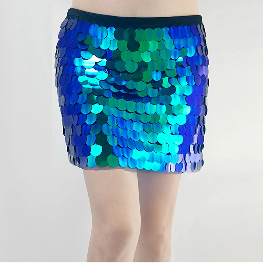 Fashionable Sexy wrap cover hip Shiny Sweet mermaid sequin one step short skirt for women bottom wear