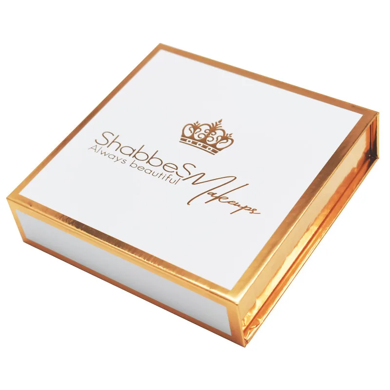 Luxury Gold Logo Cardboard Book Shaped Rigid Magnetic Cosmetic Gift Set Packaging Box With Card Insert