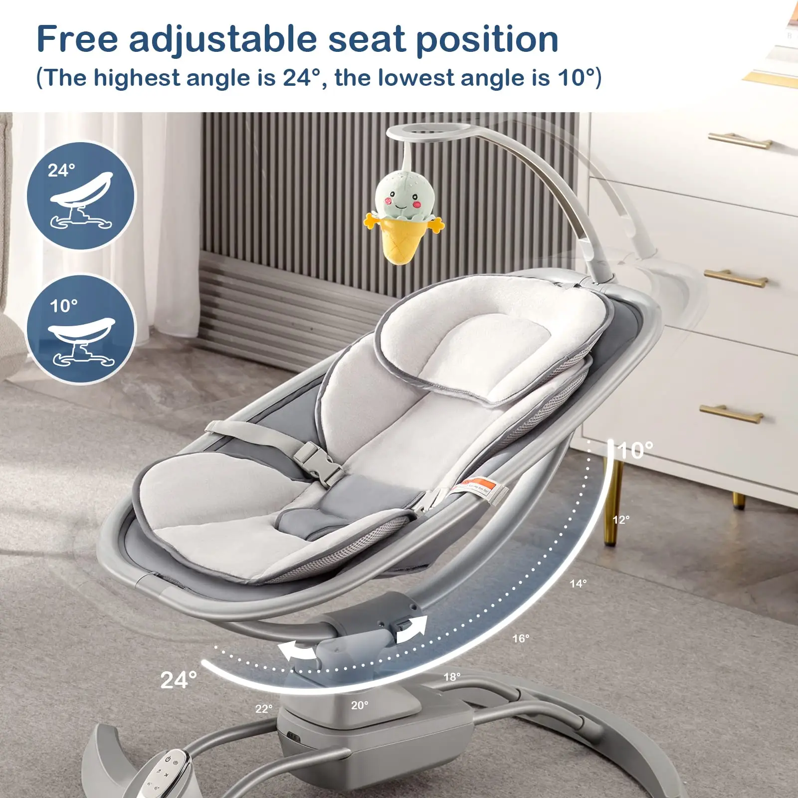 Factory Wholesale OEM newborn  3 Speeds Soothing Music Portable Electric Swing Baby Nursery Rocking Chair
