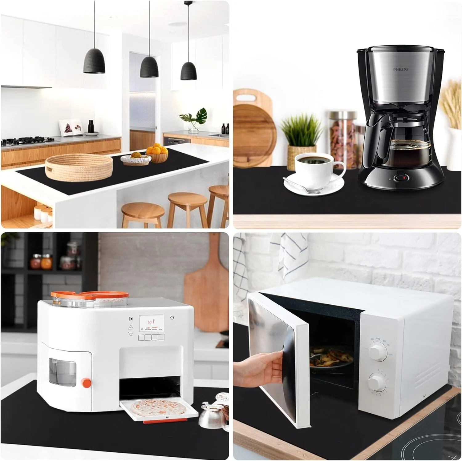 Large Size Silicone Kitchen Table Mat Multipurpose Silicone Mat  Waterproof Nonslip Silicone Mats for Kitchen Counter Black