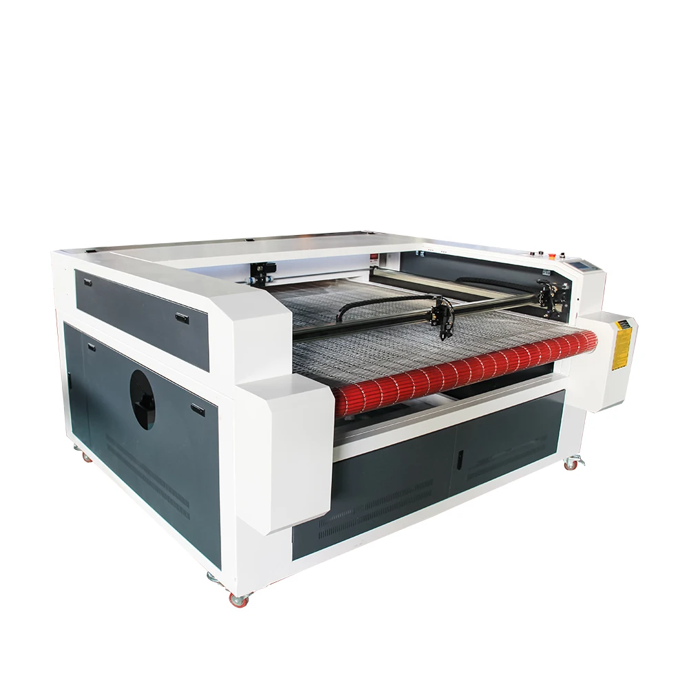 Rexin laser cutter 1600*1000 clothing leather/textile/fabric co2 laser cutting machine with rolling table