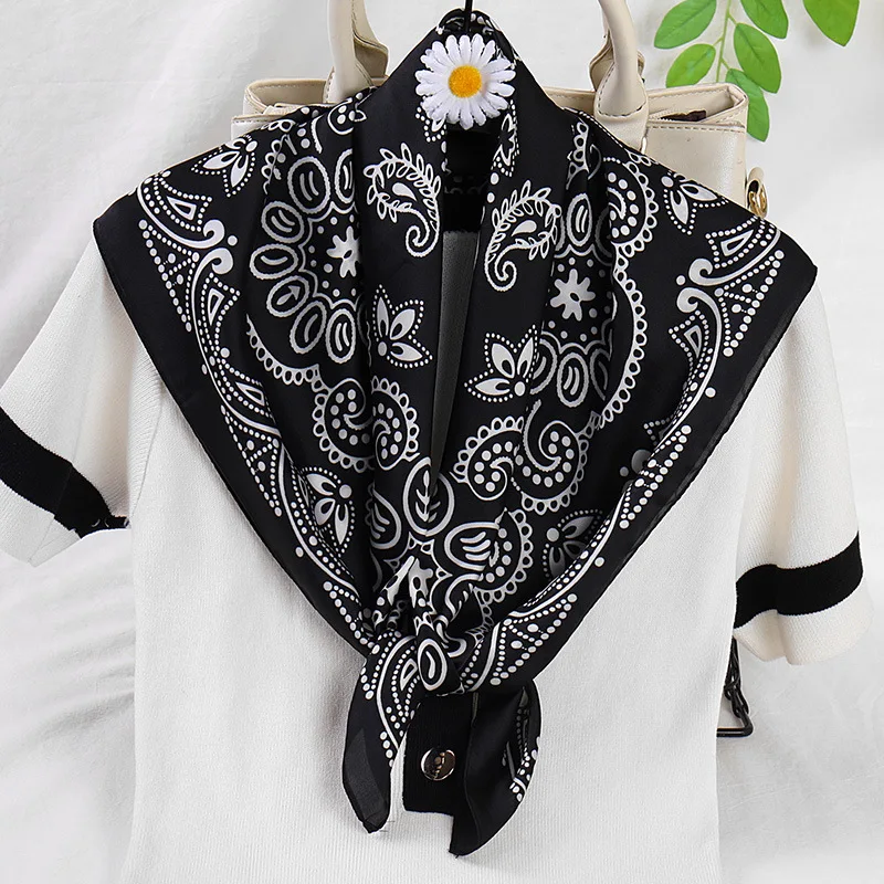 2022 Cashew Print Scarf Women Small Narrow Skinny Silk Scarfs Female Bags Ribbon Tie Band Neck Scarves