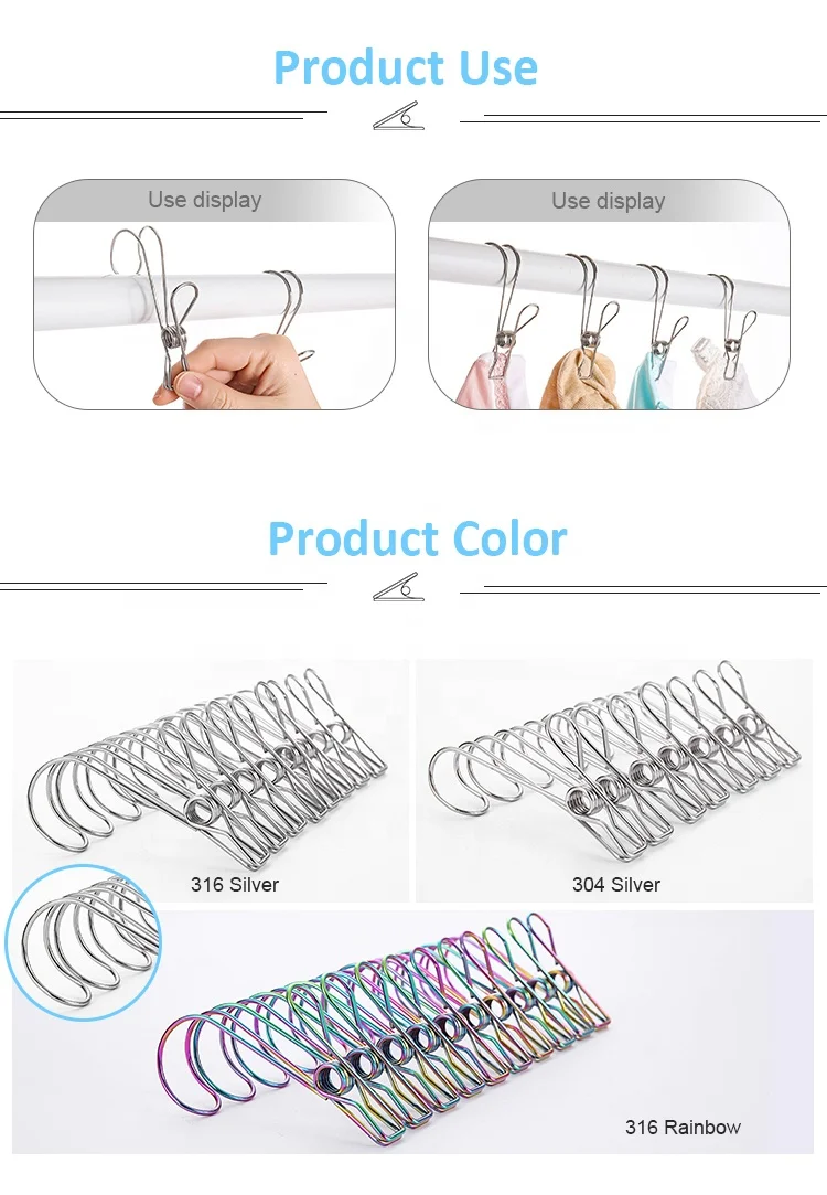 Factory clothespins 316 stainless steel clothes peg or Marine grade pegs and 304 stainless steel pegs or stainless clips