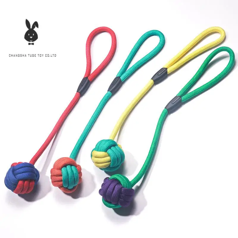 TUGE-Factory wholesale color knitting grinding teeth bite resistant teeth cleaning new dog toys pet toy ball