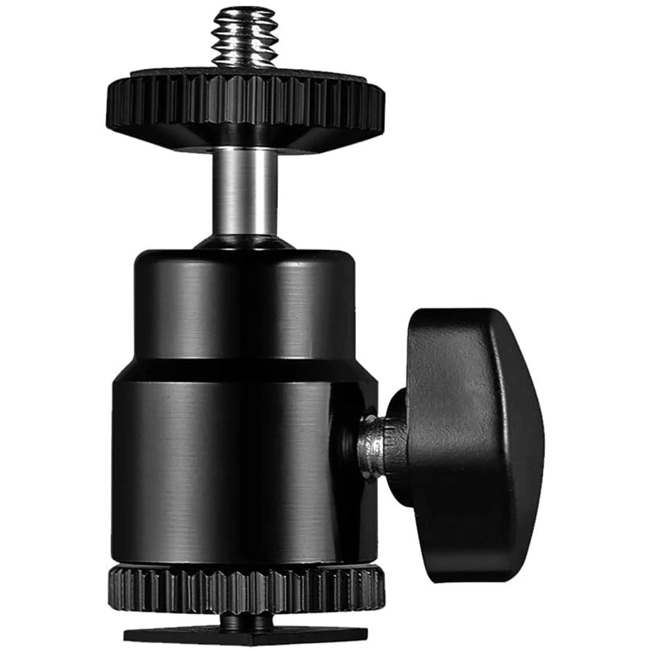 Photography Mini Ball Head Hot Shoe Mount Adapter for Cameras, Camcorders, Smartphone, Gopro, LED Video Light, Video Monitor