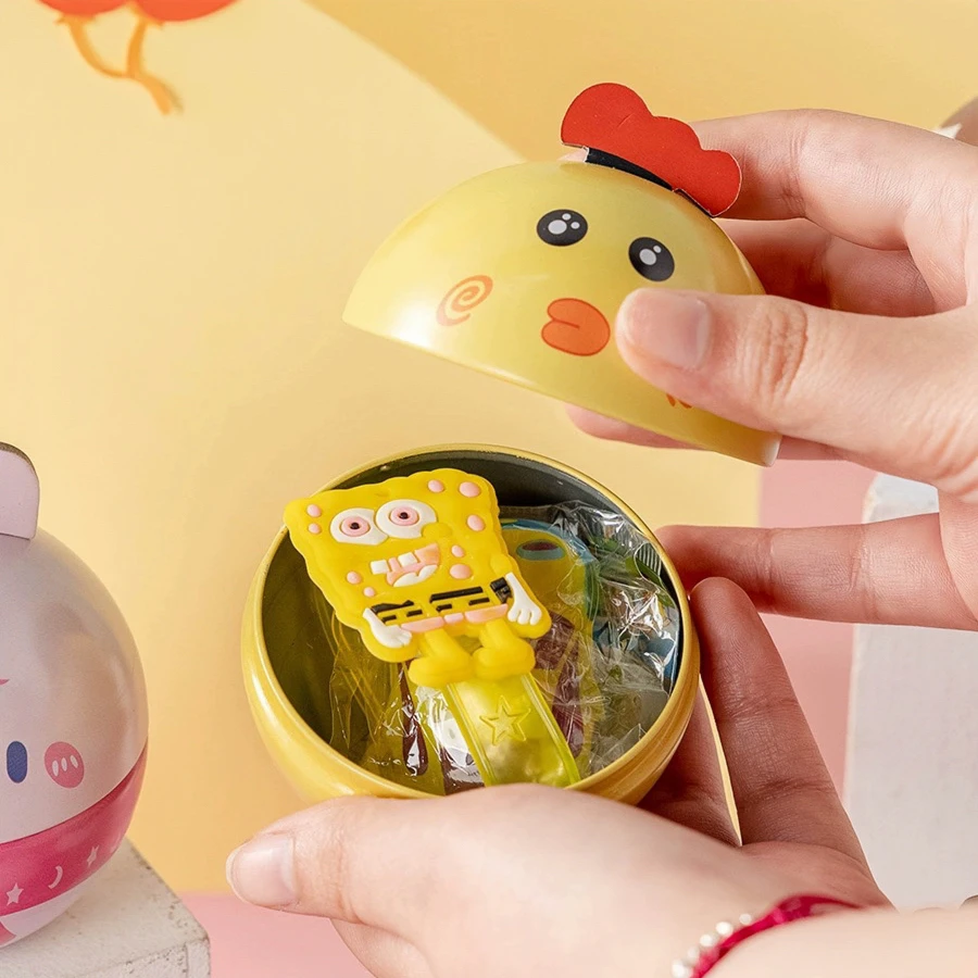 Lovely Small Empty Ball Shape Tin Cartoon Pattern Candy Chocolate Storage Metal Box