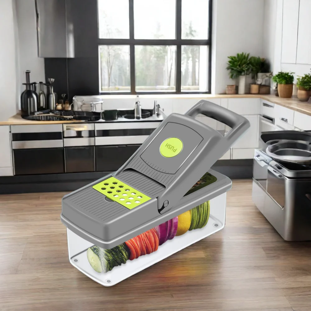 15-in-1 Handheld Steel Kitchen Tool Multifunctional Veggie Chopper Onion Potato Peeler Fruit Slicer Dicer Vegetable Cutting