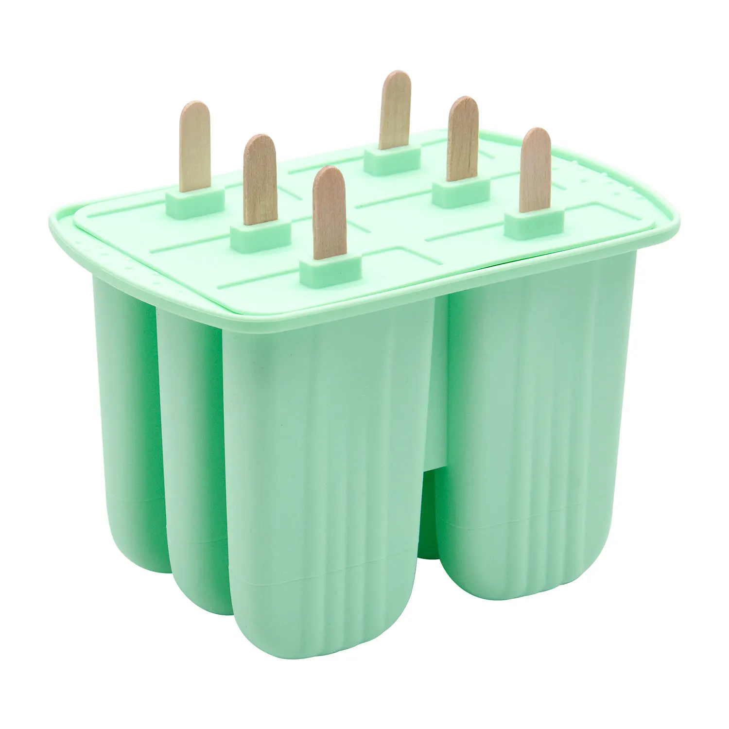 Handmade Silicone Ice Cream Mould 6 Cavity Ice Popsicle Maker Silicone Popsicle Mold Ice Pop Molds With Wood Sticks