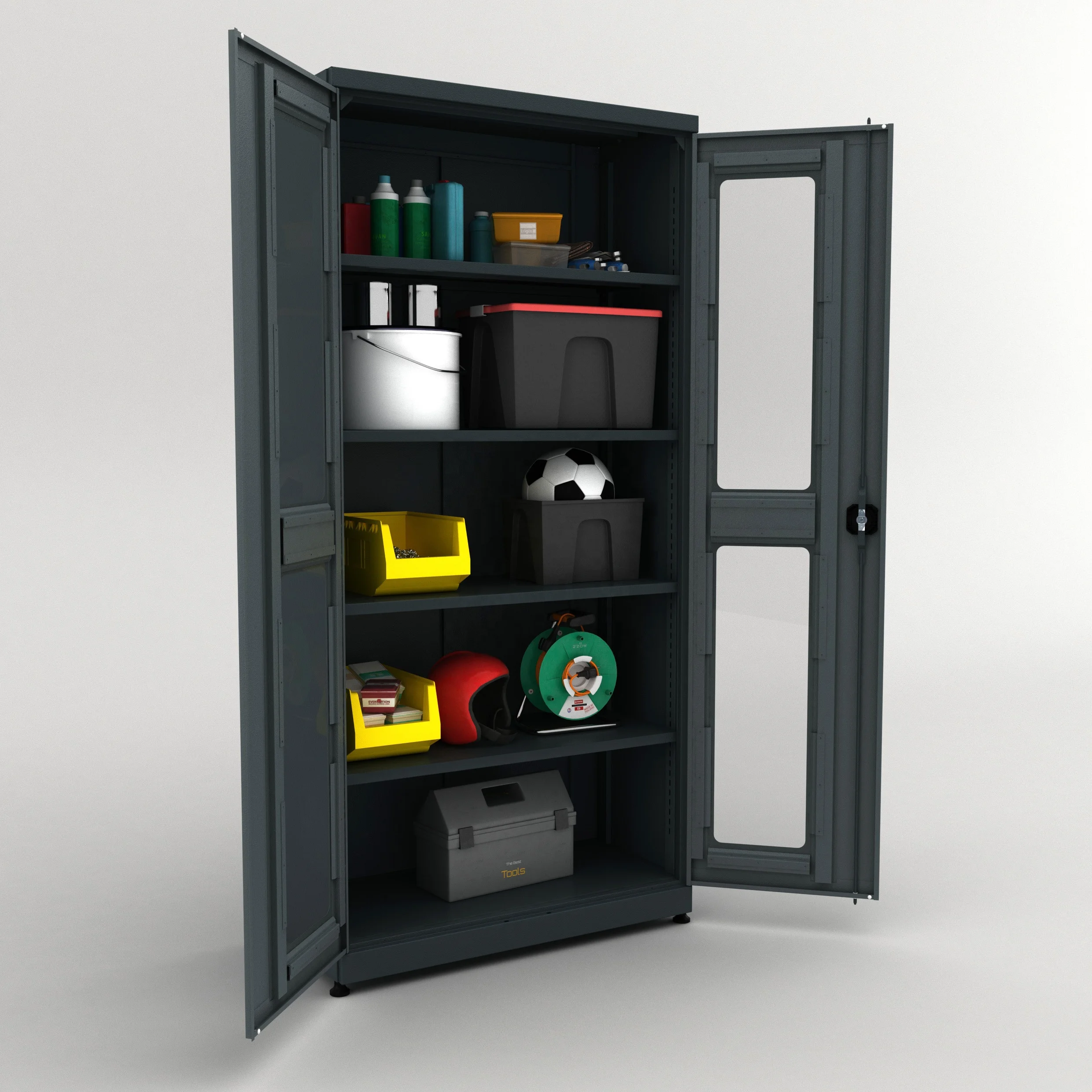 New Design 2023 Heavy Duty High Quality Steel Storage Cabinet With 2 Viewing Window Hinged Doors