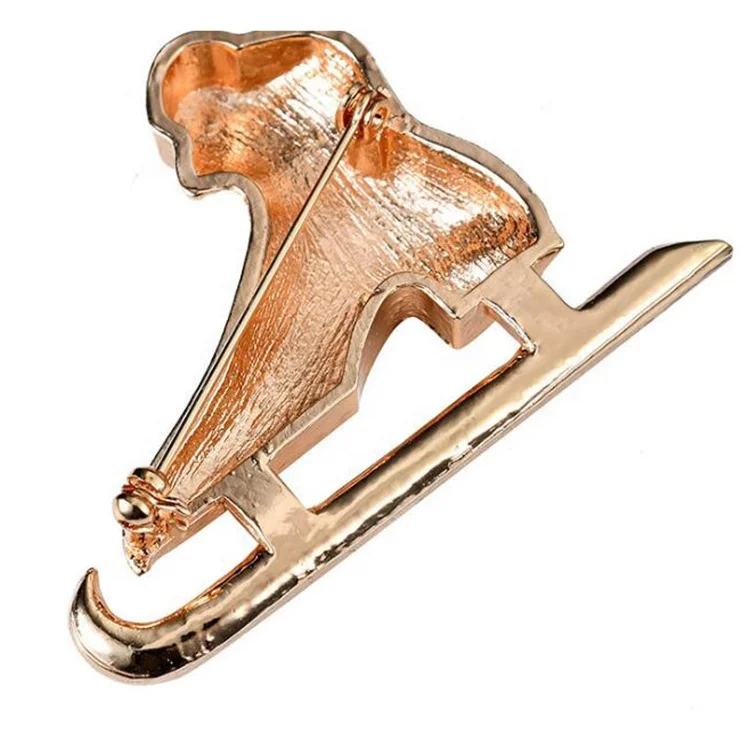 GuangZhou Custom Jewelry  ChrIstmas Elegant white skates skating dance shoes Christmas For Gift rhinestone brooch pin