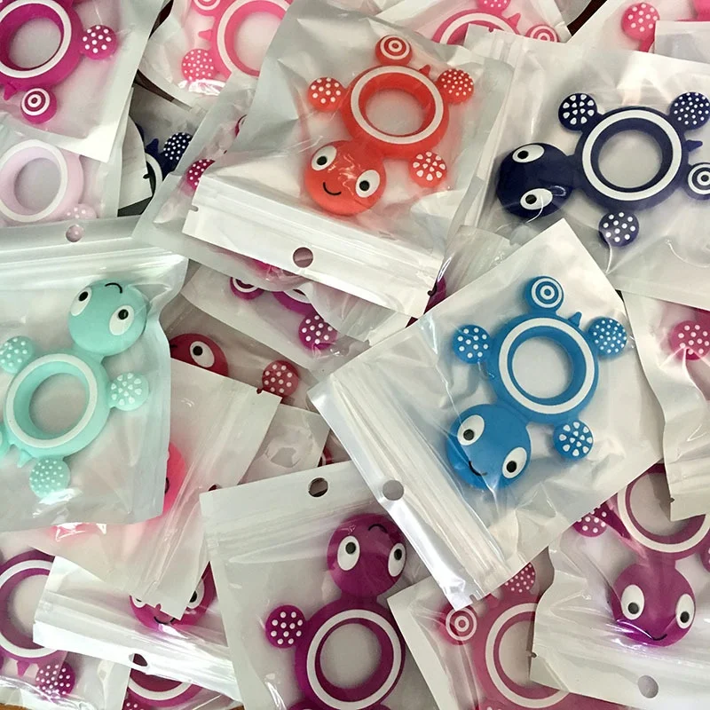 
Child Gift Non-Toxic BPA-Free colorful food grade turtle tortoise silicone baby teether ring training teething chew toys 