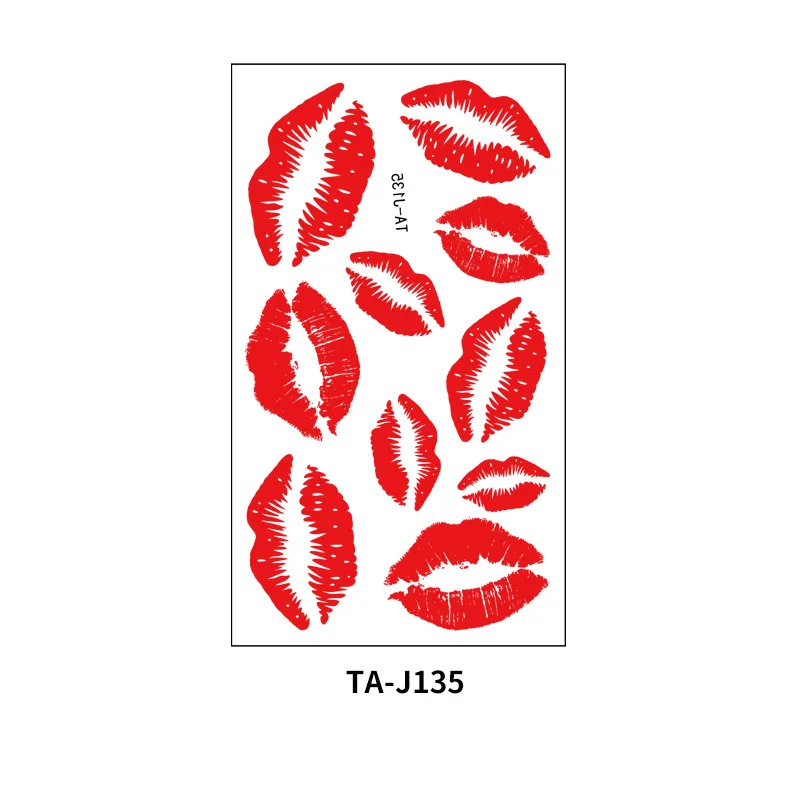 Hot Selling Valentines  Fake Lip Temporary Tattoo Lip Print Red Black Kiss Waterproof Temporary Tattoo Stickers