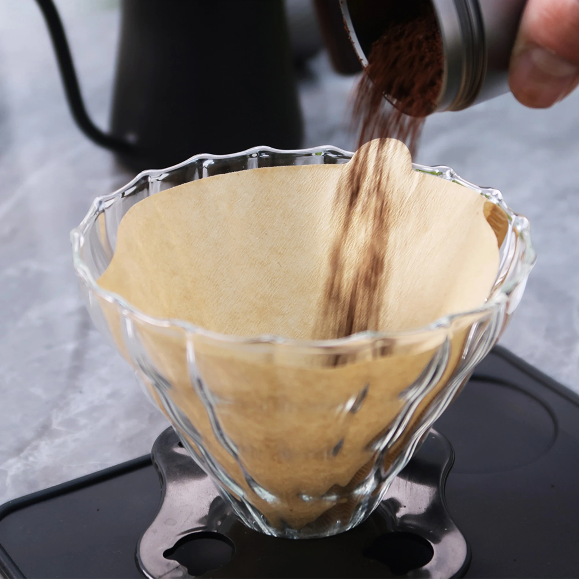 V shape Barista Pour Over Drip coffee paper filter White brown color Bleached coffee filter paper V01 V02 40 pcs packed