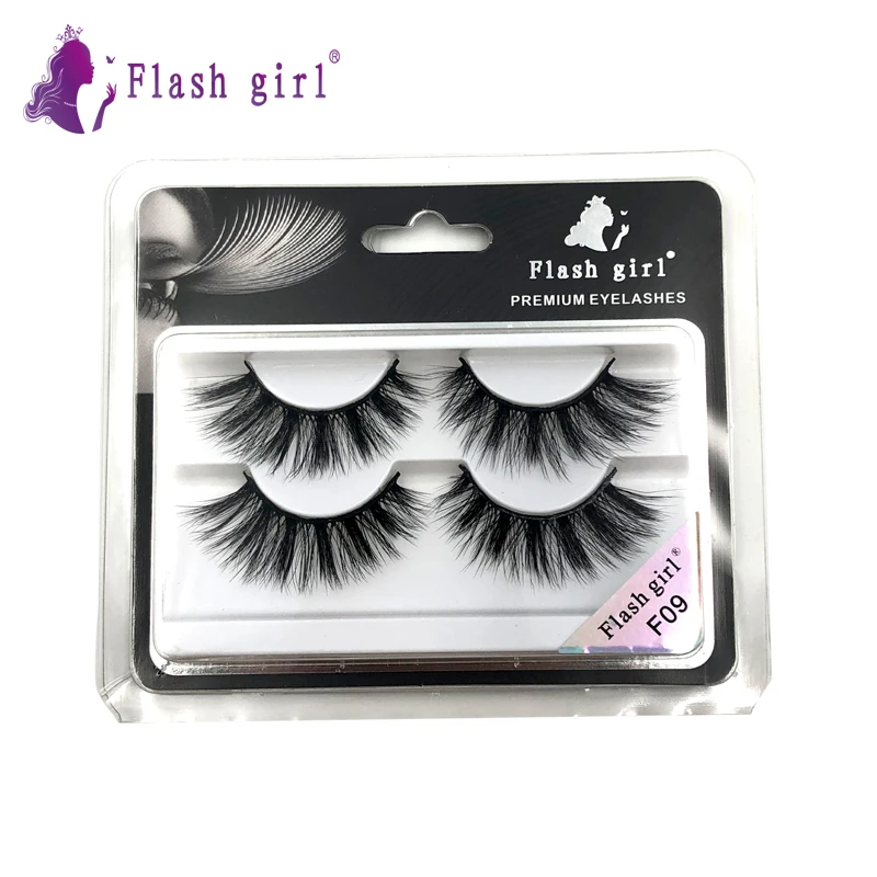 Free shipping Flash girl F series 20 models Faux Mink Eyelashes 2 pair natural  Full Strip Eye Lashes Thick false Eye