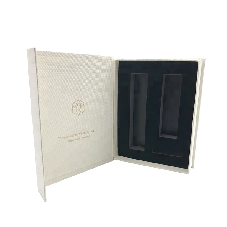 Luxury Paper Cardboard Magnetic Book Shaped Gift Lipstick Skincare Perfume Boxes Packaging Set Cosmetic For Cosmetics