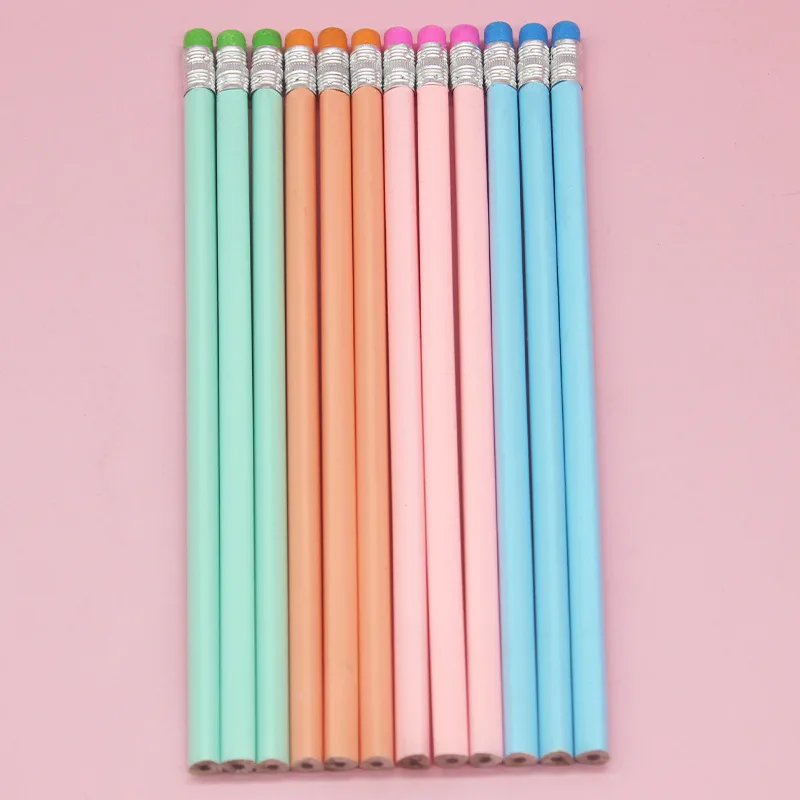 Environmentally Friendly Wooden Pencils Triangular Grip Pen Design  HB Lead Core with Eraser, Suitable for Children and Adults