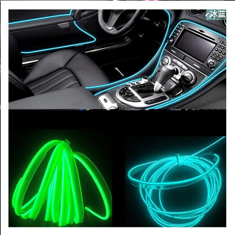 Гибкая светодиодная лента с USB, неоновая лампа для салона автомобиля, 2 м, 3 м
