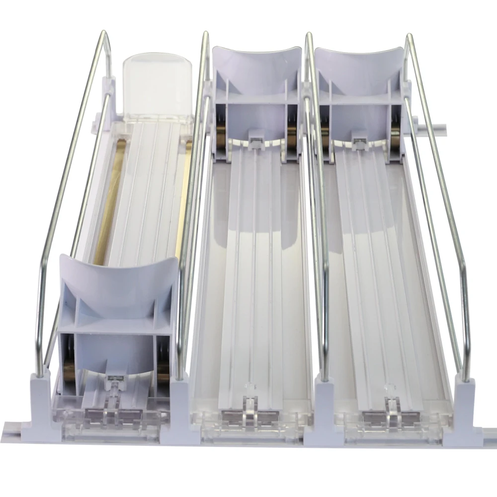 Spring Loaded Drink Organizer For Fridge Shelf Pusher Display Rack Custom Supermarket Plastic Shelves Retail Store Drink Pusher
