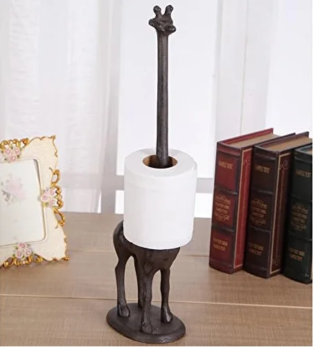 Hot Sale Animal Paper Holder Giraffe Cast Iron Animal Paper Towel Holder Bath Tissue Toilet Roll Jewelry Organizer Free-Standing