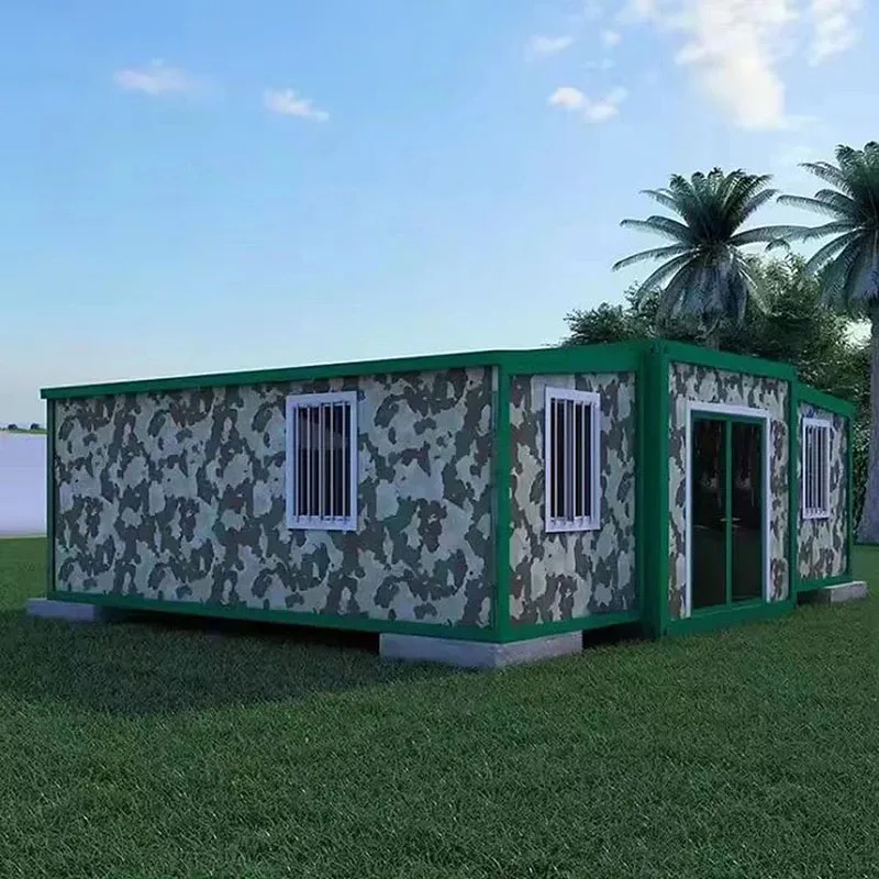 Prefab Camouflage House Ready to Live for Use Customizable Kitchen Bathroom Live Room Dry Van Double Expanded Tiny Trailer House