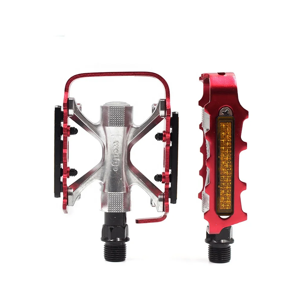 Wellgo M255RB Reflector Colorful Mountain Bicycle Red Aluminium Bike Pedals Cycle MTB Pedal