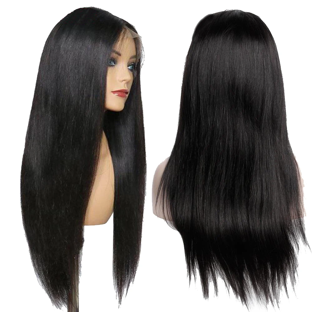  13x4 Front Lace 100% Natural Virgin Human Hair Wig for Black Women 150% 180% Density Brazilian Bone Straight