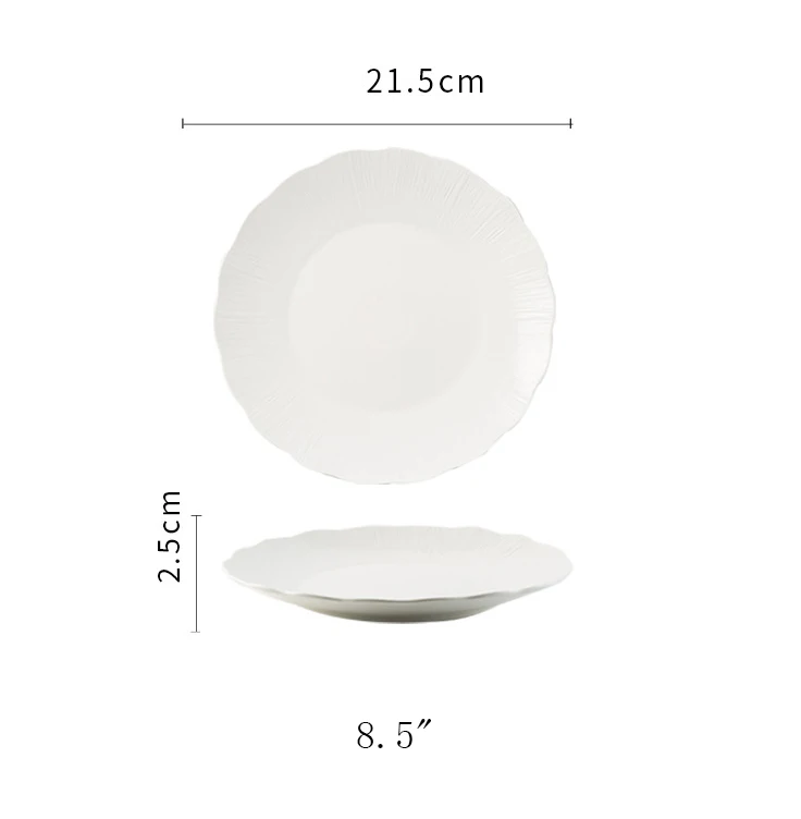 Nordic Style Ceramic round Plate Dish Sustainable Kitchen Dishes For Party Dinner Set for Service In The Kitchen