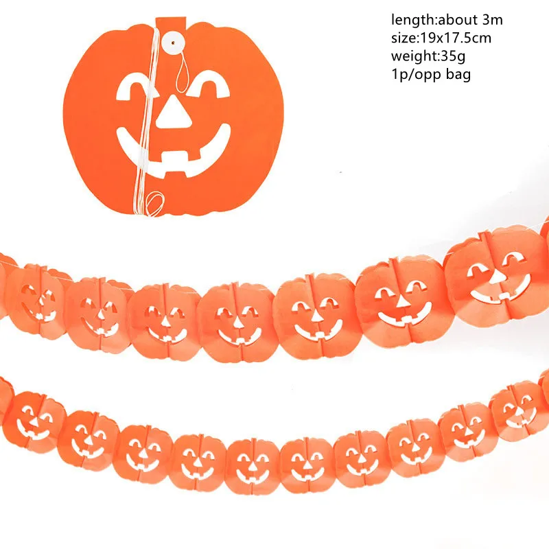 Halloween Party Decorations Horror Props Bunting Bat Pumpkin Ghosts Spider Hanging Paper Garland