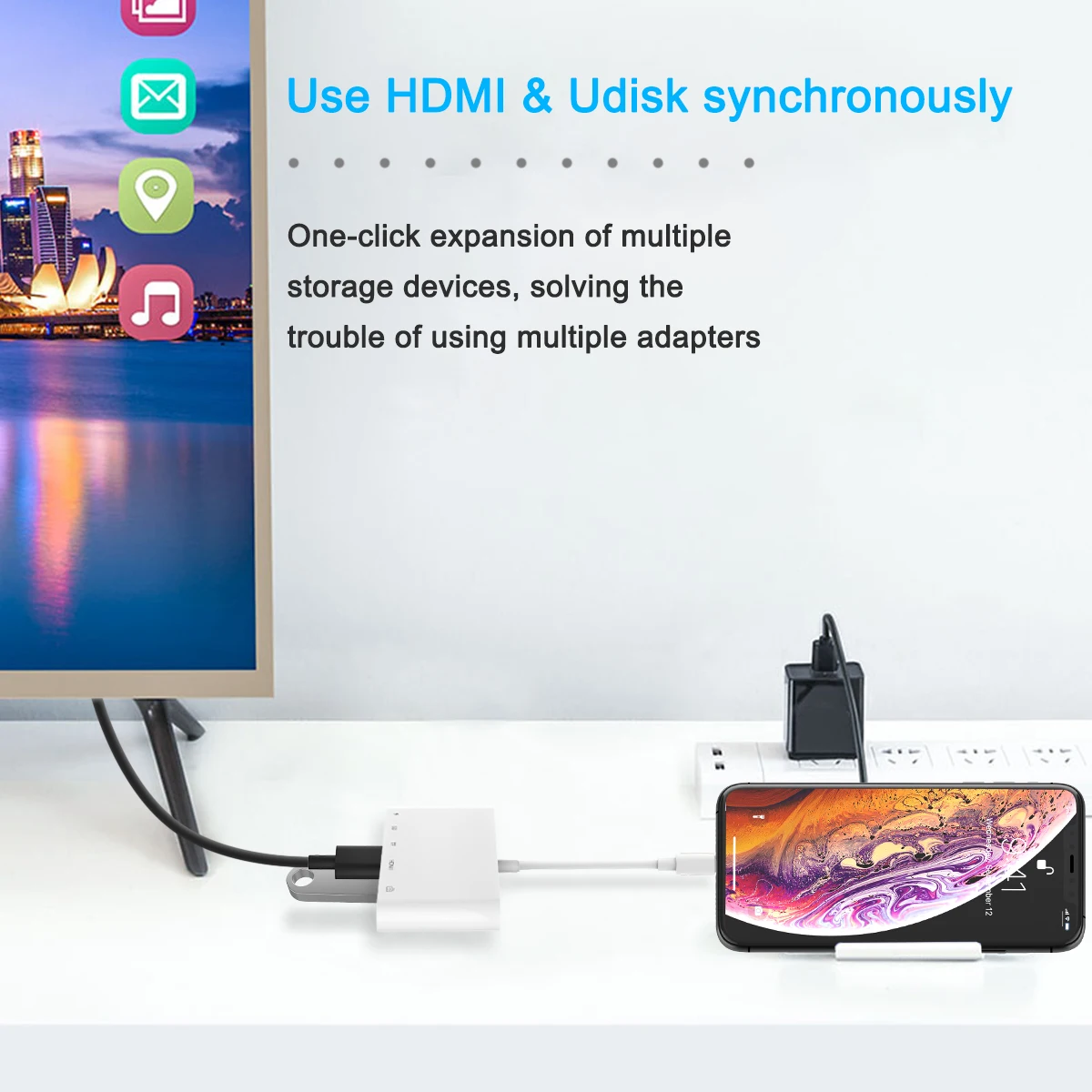  OTG Устройство для чтения карт с подсветкой цифровой адаптер AV к HDTV 1080 P iPhone 7