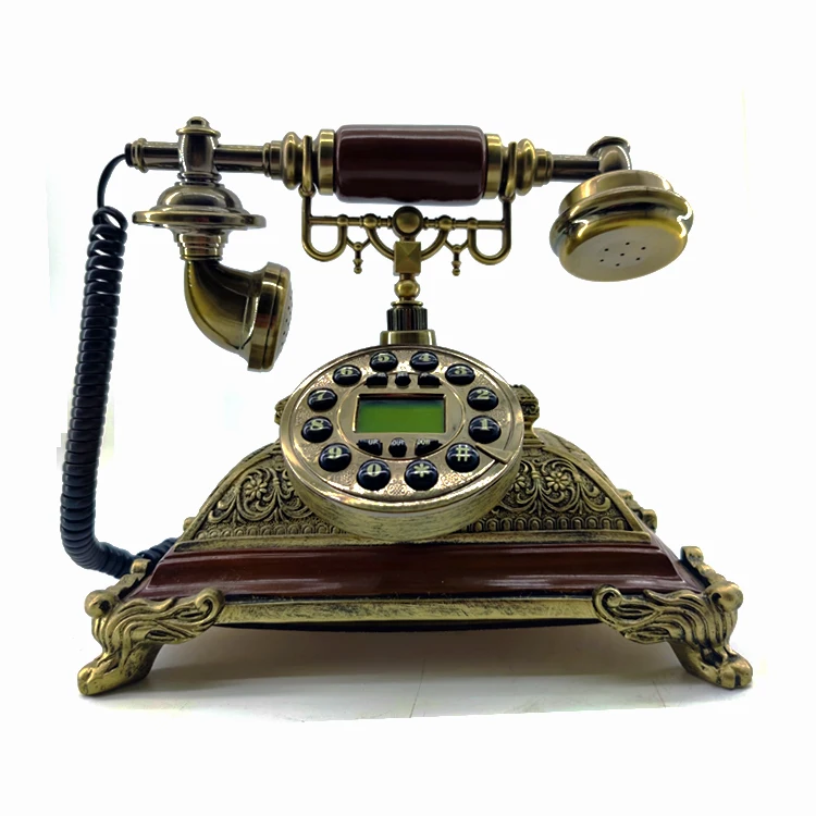 Household landline with simple ancient bronze decorative carving