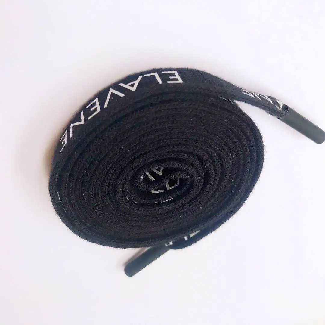 
Custom flat polyester printed logo drawstring cord with metal tip 