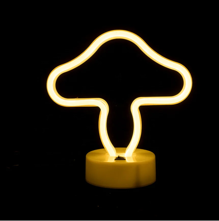 Wholesale Desktop Night Lamp Custom Mushroom Neon Sign Battery USB Party Kids Room Bedroom Gift Decoration LED Table Light