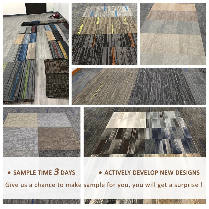 Square Carpet Factory Custom Alfombra Tapis  100% PP/Nylon Yarn PVC Backing carpet tiles 50x50 commercial office
