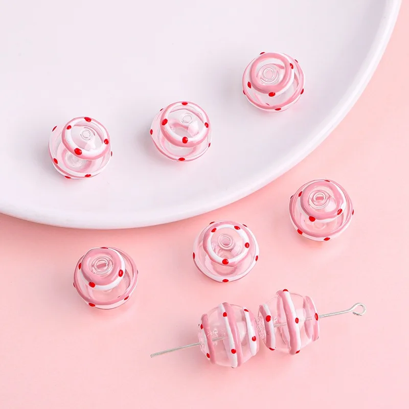 Hand-painted hollow dripping glass beads glass loose beads DIY beading material handmade earrings bracelets and accessories