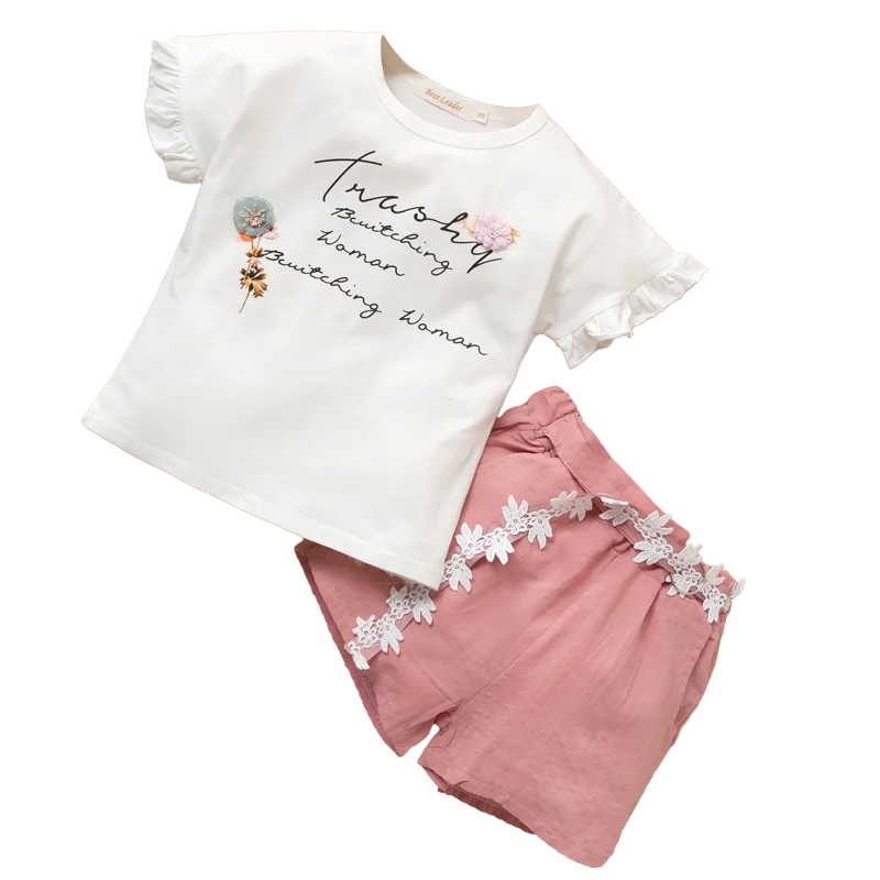 Летний комплект детской одежды с рисунком героев из мультфильмов; Детская одежда для маленьких девочек; Рубашка + шорты, костюм