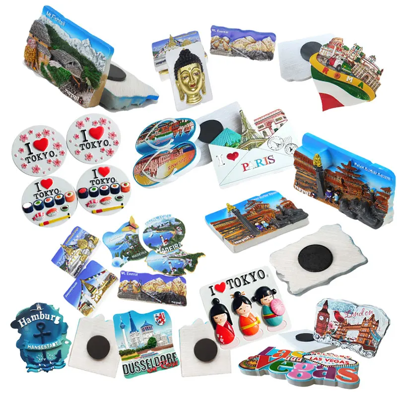 Lasvegas Souvenir Fridge Magnet Around The World Wholesale Resin Polyresin Fridge Magnet 3D Resin Refrigerator Magnet