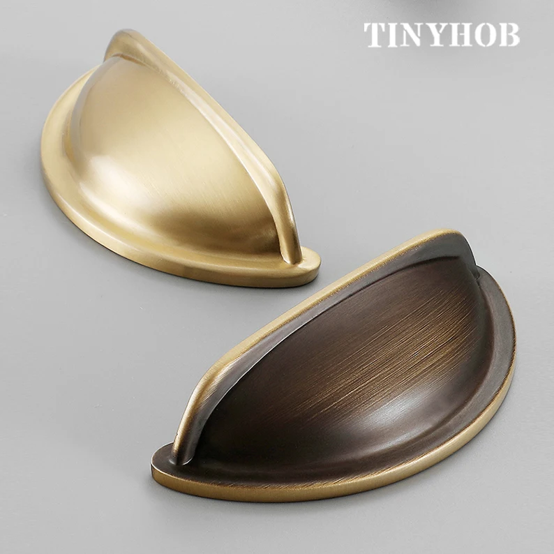Bronze Shell Shape Drawer Cabinet Handle Solid Brass Cabinet Knob and Knob Furniture Handle/ 76MM Black Handle C-5120