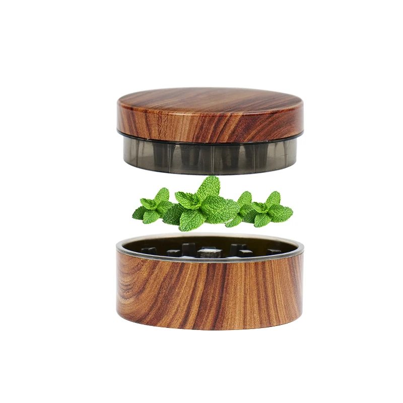 Portable 2 layers Tin metal dry herb grinder wood smoke grinder
